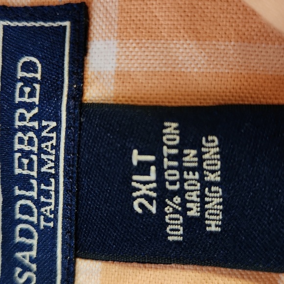 Saddlebred Vintage Orange White Plaid Casual Button Down Shirt 2XLT Short Sleeve - Picture 7 of 7